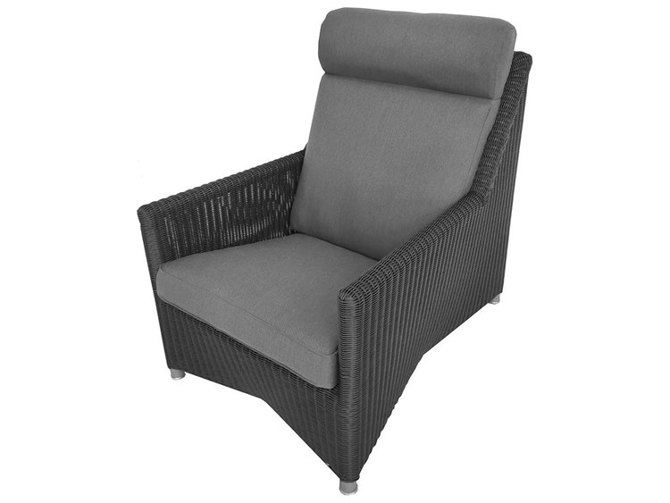 Cane Line Outdoor Diamond Graphite Wicker Aluminum Highback Lounge Chair in Grey