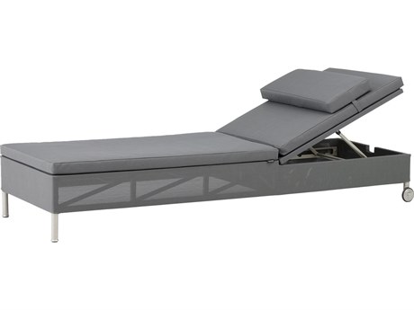 Cane Line Outdoor Rest Grey Cane Line Tex Aluminum Lounge Chaise in Grey