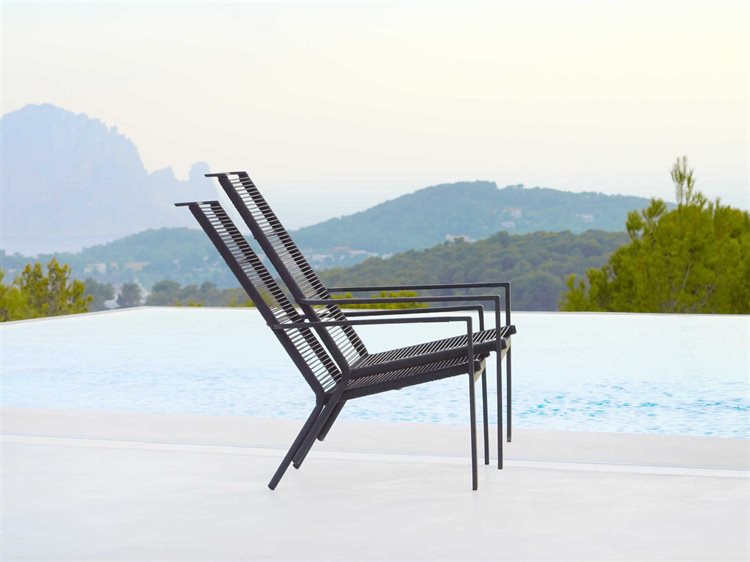 Cane Line Outdoor Edge Aluminum Rope Strap Lounge Chair Set