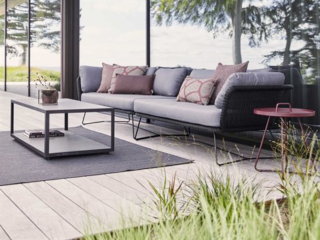 Cane Line Outdoor Horizon Steel Wicker Sectional Lounge Set