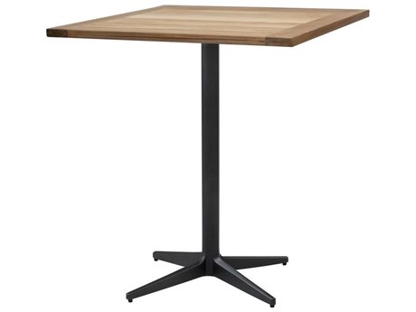 Cane Line Outdoor Drop Aluminum 28'Wide Square Teak Top Bistro Table