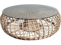 Cane Line Outdoor Nest Aluminum Wicker Large 47''Wide Round Coffee Table