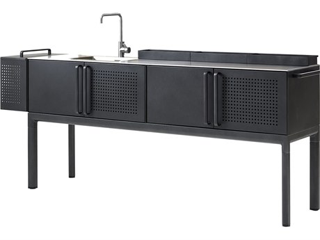 Cane Line Outdoor Drop Aluminum 78''W x 19''D Rectangular Kitchen Module in 3 Shelves