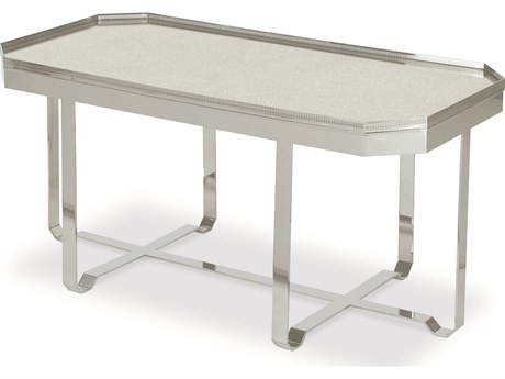 Century Furniture Thomas Obrien Octagon Antique Mirror Polished Nickel Coffee Table