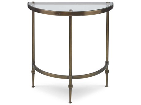 Century Furniture Thomas Obrien Demilune Glass Dark Antique Brass End Table