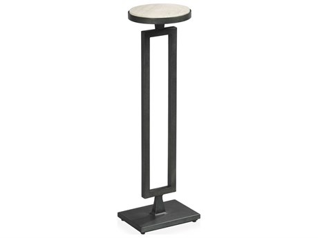 Century Furniture Thomas Obrien 7" Round Limestone Rustic Black End Table