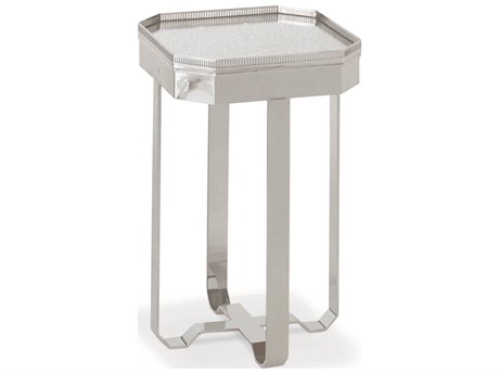 Century Furniture Thomas Obrien Octagon Antique Mirror Polished Nickel End Table