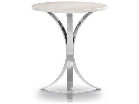Century Furniture Citation Vance Round Stone Polished Nickel End Table