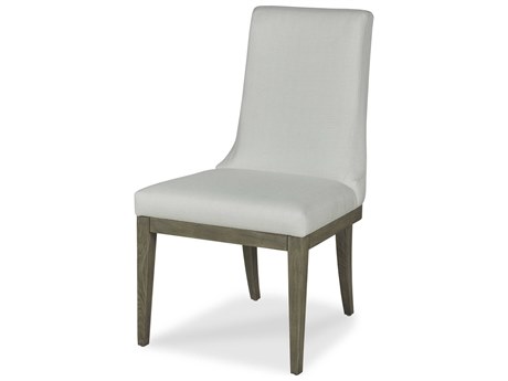 Century Furniture Citation Marten Walnut Wood White Upholstered Side Dining Chair