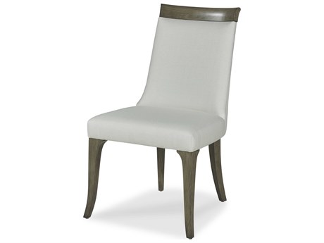 Century Furniture Citation Mira Walnut Wood White Upholstered Side Dining Chair
