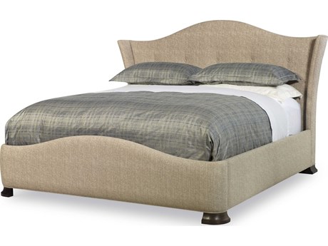 Century Furniture Citation Baskin Brunette Brown Poplar Wood Upholstered King Panel Bed