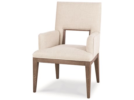 Century Furniture Casa Bella Oak Wood Brown Upholstered Arm Dining Chair