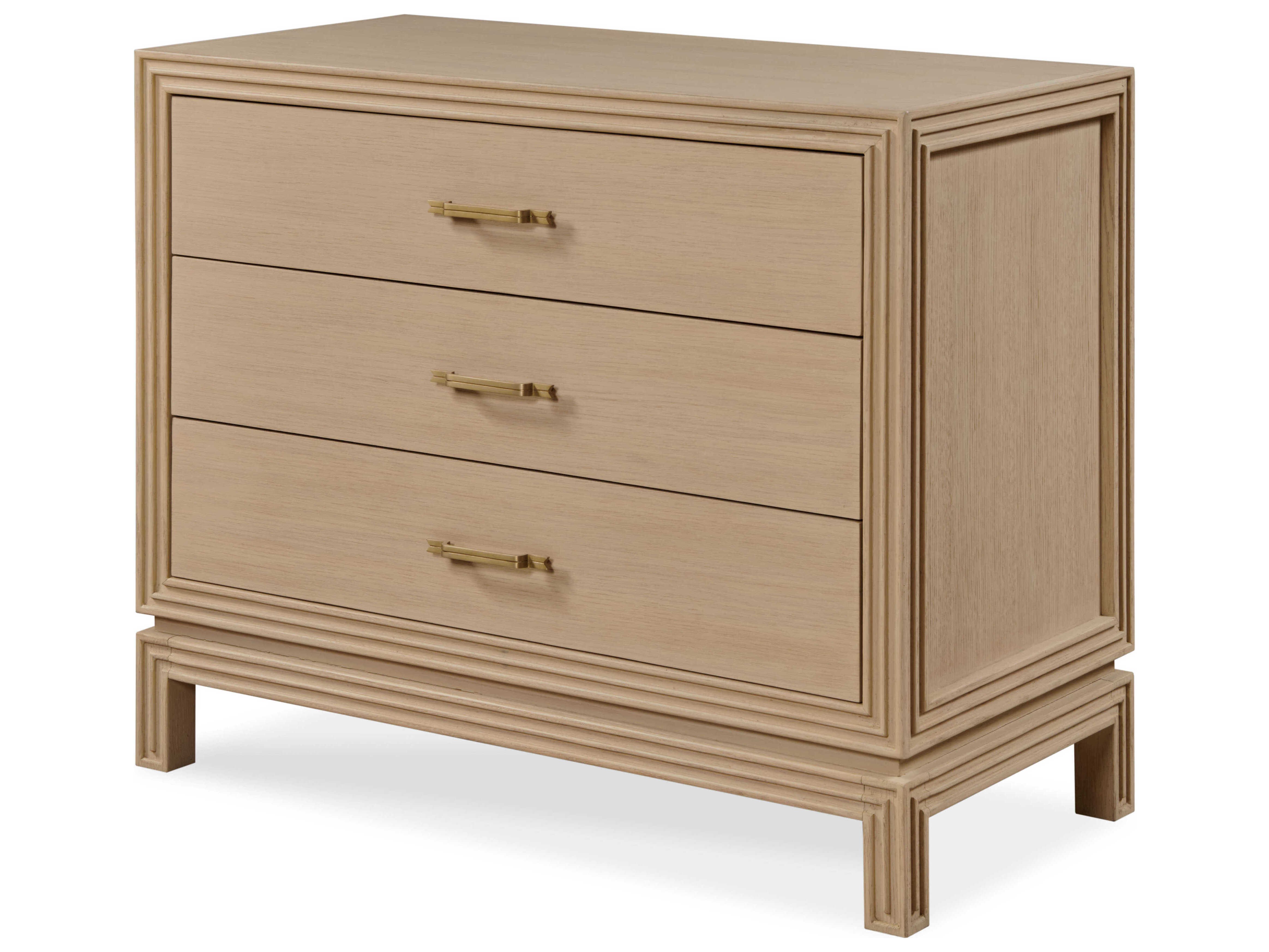 Century Furniture Lewis 3-Drawers Beige Oak Wood Nightstand
