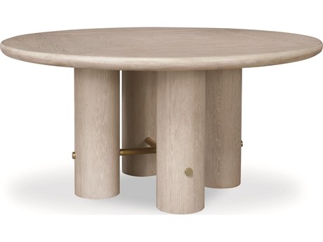 Century Furniture Cadence Round Wood Sand Cerused Antique Brass Dining Table