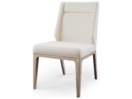 Century Furniture Cadence Oak Wood White Upholstered Side Dining Chair