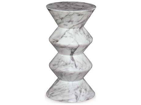 Century Furniture Cadence Round Concrete White & Black Marble End Table