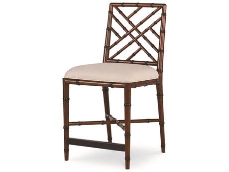 Century Furniture Curate Upholstered Mahogany Wood Regency Flax Counter Stool