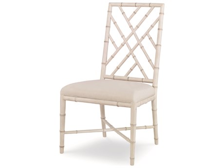 Century Furniture Curate Mahogany Wood White Upholstered Side Dining Chair