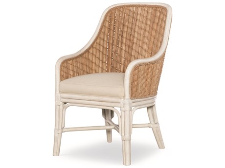 Century Furniture Curate Rattan Brown Upholstered Arm Dining Chair