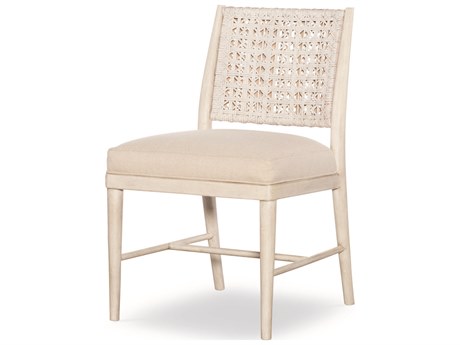 Century Furniture Curate Mahogany Wood White Upholstered Side Dining Chair