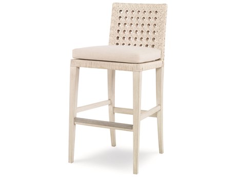 Century Furniture Curate Upholstered Mahogany Wood Peninsula Flax Bar Stool