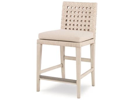 Century Furniture Curate Upholstered Mahogany Wood Peninsula Flax Counter Stool