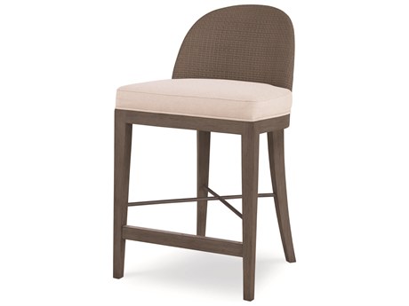 Century Furniture Curate Upholstered Mahogany Wood Mink Flax Counter Stool