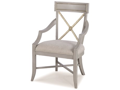 Century Furniture Monarch Beech Wood Gray Upholstered Arm Dining Chair