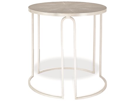 Century Furniture Monarch Round Faux Leather End Table