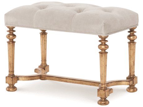 Century Furniture Monarch Beige Upholstered Gold Accent Stool