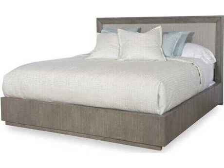 Century Furniture Monarch Brown Oak Wood Upholstered California King Platform Bed