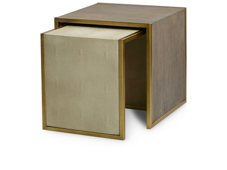 Century Furniture Monarch Square Wood Faux Leather End Table