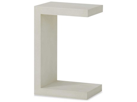 Century Furniture Monarch Rectangular Wood Ivory Faux Shagreen Leather End Table
