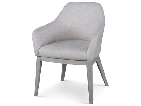 Century Furniture Monarch Oak Wood Gray Upholstered Arm Dining Chair
