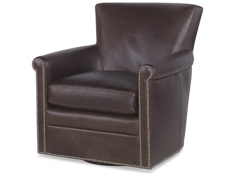 Century Furniture Trading Company Swivel Brown Leather Accent Chair