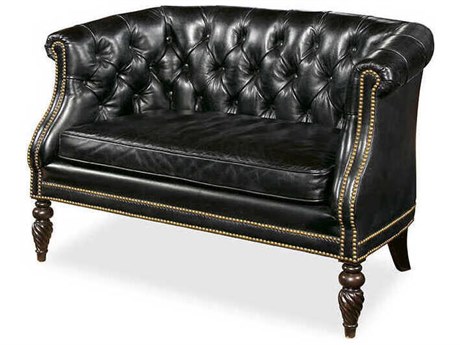 Century Furniture Trading Company Black Leather Loveseat