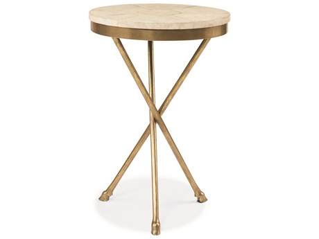 Century Furniture Grand Tour Round Shagreen Bronze Faux Leather End Table