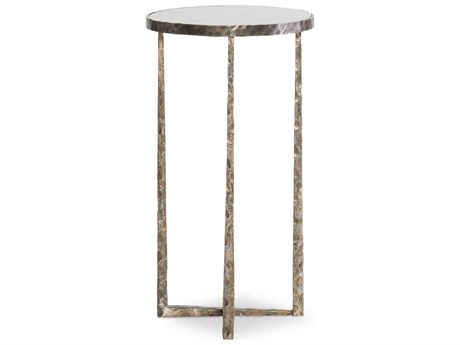 Century Furniture Grand Tour Round Glass Antique Bronze End Table