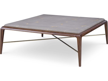 Century Furniture Grand Tour Square Brown Concrete With Gold Coffee Table
