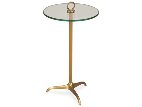 Century Furniture Grand Tour Round Glass Brass End Table