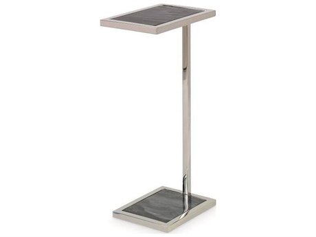 Century Furniture Grand Tour 8" Rectangular Grey And White Stone Polished Nickel End Table