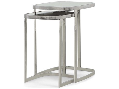 Century Furniture Grand Tour Rectangular Mirror Polished Nickel End Table