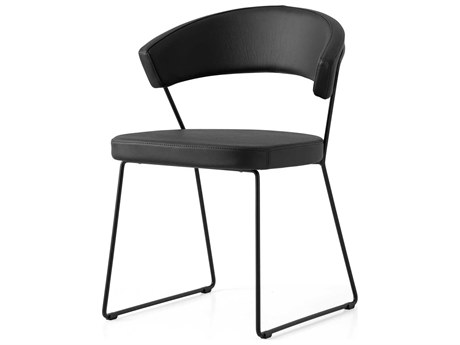 Connubia New York Leather Black Upholstered Side Dining Chair