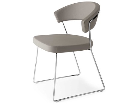Connubia New York Leather Beige Upholstered Side Dining Chair