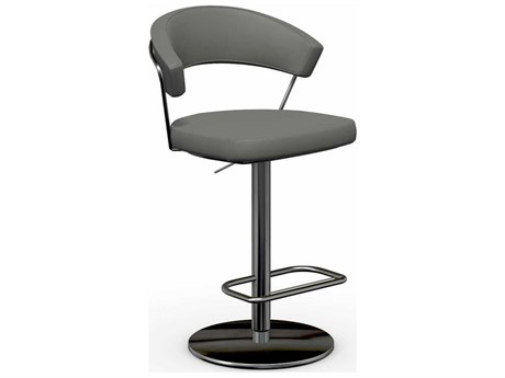 Connubia New York Leather Adjustable Upholstered Bar Stool Counter Taupe Chromed
