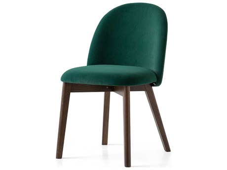 Connubia Tuka Beech Wood Green Upholstered Side Dining Chair