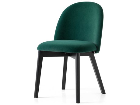 Connubia Tuka Beech Wood Green Upholstered Side Dining Chair