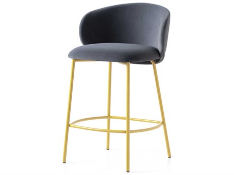 Connubia Tuka Upholstered Grey Painted Brass Counter Stool