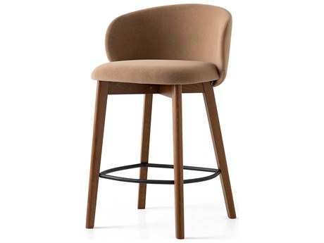 Connubia Tuka Upholstered Beech Wood Camel Brown Walnut Counter Stool