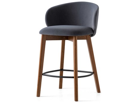 Connubia Tuka Upholstered Beech Wood Grey Walnut Counter Stool